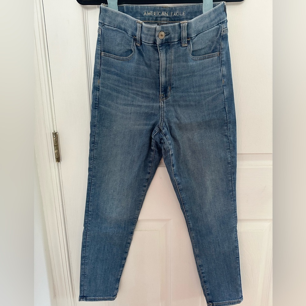 AE NE(X)T Level Curvy Super High Waisted Jegging Crop Size 6 Regular Blue